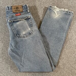 Vintage Wrangler Jeans Mens 30x30 Light Wash Distressed Straight‎ Leg Denim